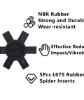Flexible NBR Rubber Spider Insert For L Jaw Coupling L Jaw Coupler 5Pcs Center Insert Cushion And Shock Absorption Durable High Quality