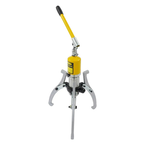Heavy Duty Hydraulic Gear Puller Kit With Massive 20 Ton Force For Yanking Stuck Wheel Hubs And Bearings From Trucks Using 2 Or 3 Jaw Sets For Tough Auto Repair Jobs At Home Helping You Grind Through Nasty Parts Quickly Saving Time. 20 ton steel 3-jaw hydraulic puller with yellow pump handle
