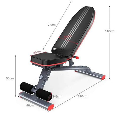 Adjustable Folding Dumbbell Bench For Home Gym With Large Non Slip Foot Pads, Stable Leather Cushioned Surface, Thick Foam Pad