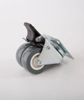 Inch Twin Swivel Casters with 360 Degree Plate Heavy Duty, dual gray rubber wheels with metal bracket for stability.
