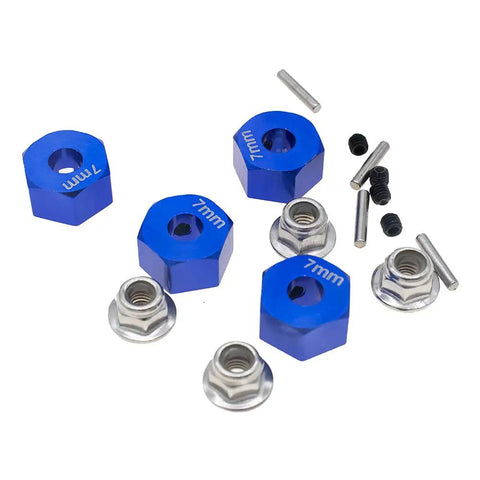 Beefed Up Aluminum 12mm Hex Wheel Hubs With Axle Pins And Nuts Replacement 1654 For 1/10 Scale RC Slash 4x4 Pack