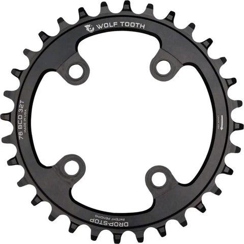 76 BCD Mountain Bike Chainring 32 Tooth Drop Stop A Fits SRAM XX1 and Specialized Stout; lightweight 7075 T6 aluminum