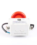 ZJK300a Heavy Duty Stop Switch For Industrial Control Panels with orange button and mounted wires for safe machinery operation.