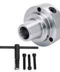 Premium 5 Inch Collet Chuck Kit With Pinion Gear Key And 0.1 To 1 Inch Collets showing collet chuck and accessories.