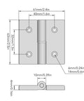 Heavy Duty Aluminum Door Hinges for Cabinets and Furniture Featuring Slick Resin Bushings High Hardness Construction for Ridiculous Durability and Zero Friction Motion in Every Swing Set of 2 dimensions diagram