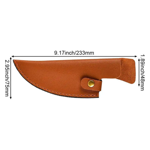 Leather Knife Sheath For Japanese Knives And Chef Knives And Boning Knives Durable Portable Knife Holder Bag shown with dimensions