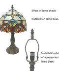 Handmade Stained Glass Baroque Lampshade For Table Lamps 8 Inch Diameter Replacement Shade Tiffany Style With Copper Center