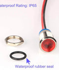 5Pcs 10mm LED Indicator Lights AC DC 12 To 24V Waterproof Rugged Metal Signal Lamp with red light and components