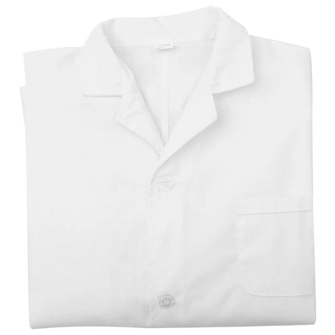 Snug Fit Lab Coat For Men Comfortable Medical Coat For Docs And Students folded with long sleeves shown