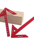 Sick Aluminum Alloy Woodworking Square For Dead Center Layout And 45 90 Degree Angle Measuring Tool With Sharp Scribe Ruler In Bold Red Metric Workshop Finish on wood block