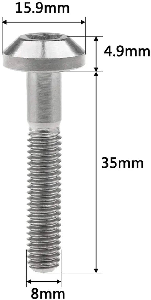 Tough As Nails Titanium Hex Socket Bolts For Motorcycle And Bicycle Custom Setup Slick Gold Fasteners With Smooth Threading Ironclad Grip For Beat The Pavement Riding, 35mm length, 8mm diameter.