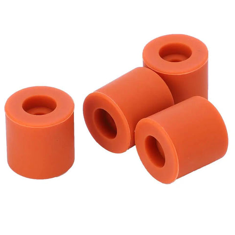 Orange 12 Piece Heat Bed Silicone Leveling Columns for 3D Printer Hot Bed Mounts, multiple angles visible.