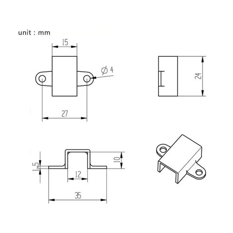 Mounting bracket set, Hanzou, 10-piece for N20 micro gear motor base, 12mm