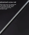 Galvanized screw rod for Bike Headset Press In Tool and Bottom Bracket Install Tool, 225mm, with tight thread pitch on black background.