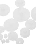 Top-Shelf Mini Plastic Gear Kit With Mechanical Project Parts Small Motor Components And DIY Hobby Accessories For School Engineering Models, assorted white gears.