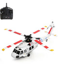 Beginner Friendly RC Helicopter With Brushless Motor And 6 Axis Gyro For Stable Hover Altitude Hold Optical Flow Positioning 4 Channel Flybarless Flight Includes 4 Batteries Rescue Livery Inspired By UH60L For Realistic Display, with remote controller