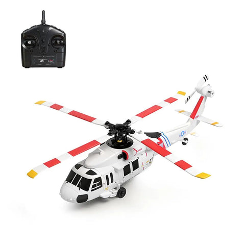 Beginner Friendly RC Helicopter With Brushless Motor And 6 Axis Gyro For Stable Hover Altitude Hold Optical Flow Positioning 4 Channel Flybarless Flight Includes 4 Batteries Rescue Livery Inspired By UH60L For Realistic Display, with remote controller