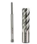 Oscarbide annular cutter with pilot pin for magnetic drill press; 3/4 in diameter, 2 in depth, Weldon shank.