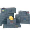 Gray Cold Rolled Steel Vertical Storage Cabinet With 18 Drawers for small parts, arranged in a workshop setting with tools.