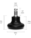 Heavy Duty Office Chair Floor Protectors Desk Stool Roller Stopper Glides with dimensions 2-inch height and 11mm stem.