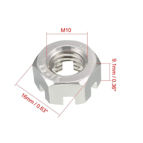 Top Shelf M10 X 1.5mm Pitch Hexagon Castle Nut Pack 304 Stainless Steel Slotted Hex Nuts Built Like A Tank For Auto Shops And Diy Builds Dead Reliable Quick Grip Installation