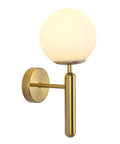 Milk Glass Globe Wall Sconce With Brushed Brass Body In Mid Century Modern Gold Finish Wall Light For Vanity Bathroom Bedroom
