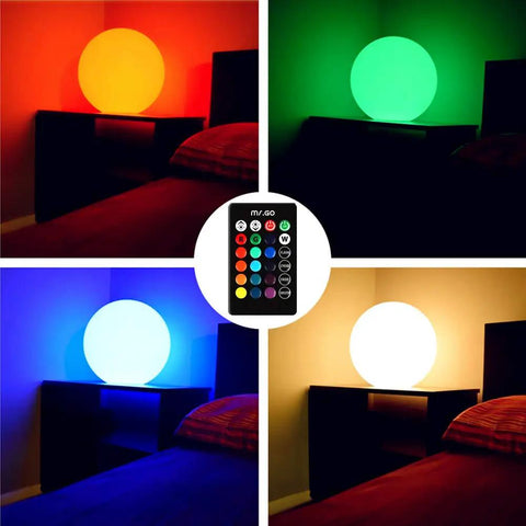 Rad 12 Inch RGB LED Ball Light With Remote Dimmable Mood Lighting 16 Color RGBW Options 8 Brightness Levels And 4 Transition Effects For Home Kids Room Bedroom Bar Patio Pool Party Decor