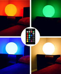 16 Inch Rechargeable LED Glowing Ball Light With Remote Waterproof Orb Lamp Featuring 16 RGB Colors On Bedside Table