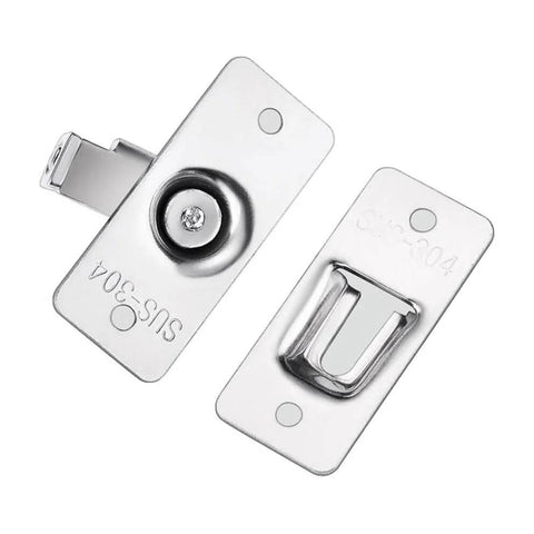 Door Hasp Latch 90 Degree Stainless Steel Safety Angle Locking Latch for Push Sliding Barn Doors, Satin Nickel, 304 SS