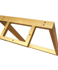 Heavy Duty Metal Table Legs Set Of 2, Industrial Square Support Base 72cm Height, Black Iron Desk And Coffee Table Legs For DIY Furniture Build, Sturdy Frame With Mounting Screws, Built Different Quality angled view of gold metal table leg support.