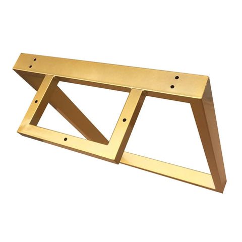 Heavy Duty Metal Table Legs Set Of 2, Industrial Square Support Base 72cm Height, Black Iron Desk And Coffee Table Legs For DIY Furniture Build, Sturdy Frame With Mounting Screws, Built Different Quality angled view of gold metal table leg support.