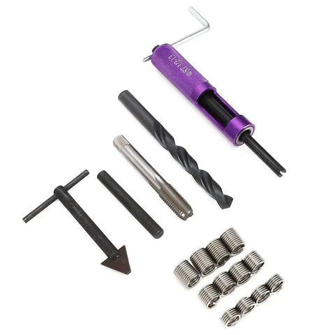 Half Inch 13 UNC Thread Repair Kit with 12 threaded inserts and DIY repair tools for mechanics
