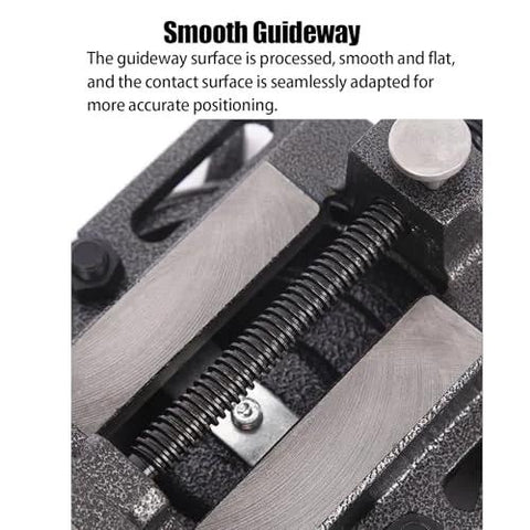 4-Inch small flat table vise with metal jaws and threaded lead screw close-up view