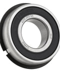 Shop Tested Garage Ready 100 Pack Of 6205nr Deep Groove Radial Ball Bearings Featuring Dual Metal Shields and Locking Snap Rings Sized 25Mm X 52Mm X 15Mm Built Different For Maximum Load Capacity And Ridiculous Durability showing a close-up view of the bearing with seals.