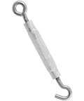 Heavy Duty Stainless Steel Hook And Eye Turnbuckle For Cable Tensioning 3 16 By 5 1 2 Inch shown from side, 65 lb load rating.