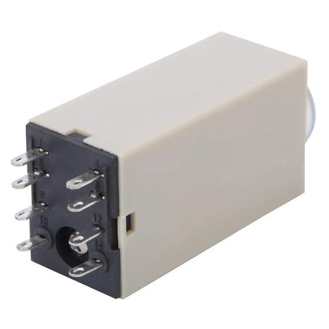 Adjustable Time Relay H3Y with transparent dial and heavy-duty brass terminals for reliable delay wiring.