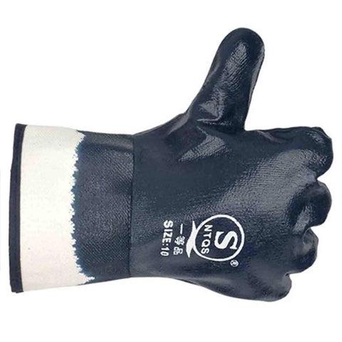 Oil Field Style Chemical Resistant Work Gloves With Wide Cuff Durable Blue For Petrochemical Transport And Fuel Delivery Pros Large Size 12 Pack Non Slip Easy On And Off rubber gloves