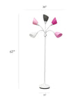 Medusa Five Light Adjustable Gooseneck Floor Lamp With White Base And Pink White Gray Shades Tall 67 Inch Contemporary Multi Head Lighting