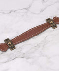 Two Pack Vintage Style PU Leather Cabinet Handles Zinc Alloy Drawer Pulls with Durable Smooth Grip and Rust Resistant Finish