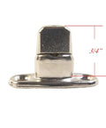 Turn Button Fastener Set With Double Height Two-Hole Studs, 10 Piece Durable Brass Nickel Plated Hardware, 3/4 inch detail
