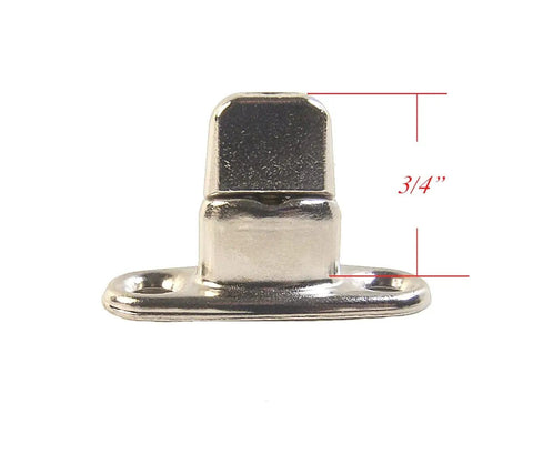 Turn Button Fastener Set With Double Height Two-Hole Studs, 10 Piece Durable Brass Nickel Plated Hardware, 3/4 inch detail