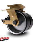 Beefy Heavy Duty 12 Inch Dual Wheel Swivel Poly Caster With Posi Lock Brake And Welded On Swivel Lock, Black Poly Wheels Shown