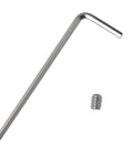 Stainless Steel Allen Head Set Screws, 25-Piece, 10-24 x 1/4 Inch Internal Hex Cup-Point Socket Screws With Wrenches, shown with wrench