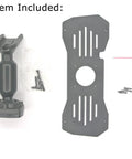 Rear View Mirror Metal Back Plate Panel With 13.5 By 6 Cm Screw Spacing, Dash Cam Mount Arm, and screws in black finish