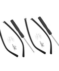Eyewear Repair Kit With Replacement Temple Arms Screws And Lanyard For Glasses, Quick And Easy Eyeglass Frame Fix Kit tools laid out