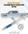 Cab Body Mount Cushion Bolt Kit 6 Pack 4.75 Inch Grade 10.9 Steel With Screws And Washers For Cadillac Cab Mounts Replacement Rugged Auto Grade Hardware, body-to-frame bolts
