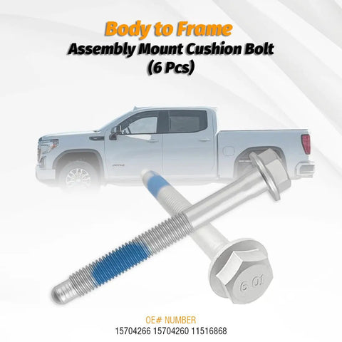 Cab Body Mount Cushion Bolt Kit 6 Pack 4.75 Inch Grade 10.9 Steel With Screws And Washers For Cadillac Cab Mounts Replacement Rugged Auto Grade Hardware, body-to-frame bolts