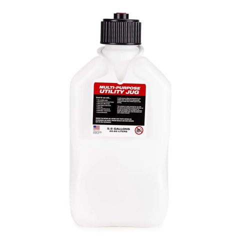 5.5 Gallon Motorsport Liquid Container Jug With Contoured Handle Multipurpose Cap And Rubber Gaskets White Ideal For Auto Fluids
