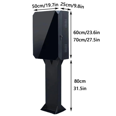 EV Charger Station Box Weatherproof Electric Vehicle Wall Protector With Combo Lock Anti Theft galvanized steel black casing dimensions
