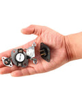 Hand holding Dryer Thermal Fuse Kit Including DC47-00016A Cutoff DC96-00887A Thermostat DC32-00007A Thermistor DC47-00018A parts